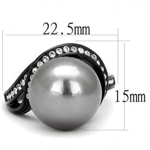 Load image into Gallery viewer, Black(Ion Plating) Stainless Steel Ring with Synthetic Pearl
