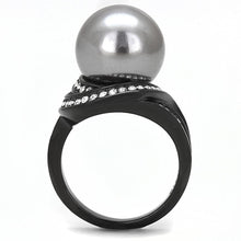 Load image into Gallery viewer, Black(Ion Plating) Stainless Steel Ring with Synthetic Pearl
