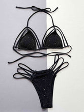 Load image into Gallery viewer, Glitter Halter Neck Strappy Two-Piece Bikini Set
