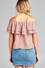 Load image into Gallery viewer, Women&#39;s Double Ruffle Off Shoulder Polka Dot Top
