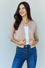 Load image into Gallery viewer, Khaki Cropped Cardigan Full Size with 3/4 Sleeves
