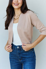 Load image into Gallery viewer, Khaki Cropped Cardigan Full Size with 3/4 Sleeves
