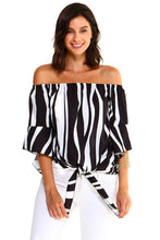 Load image into Gallery viewer, Women&#39;s Strapless Striped Bandage Blouse
