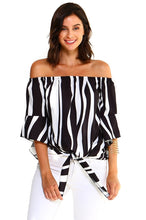 Load image into Gallery viewer, Women&#39;s Strapless Striped Bandage Blouse
