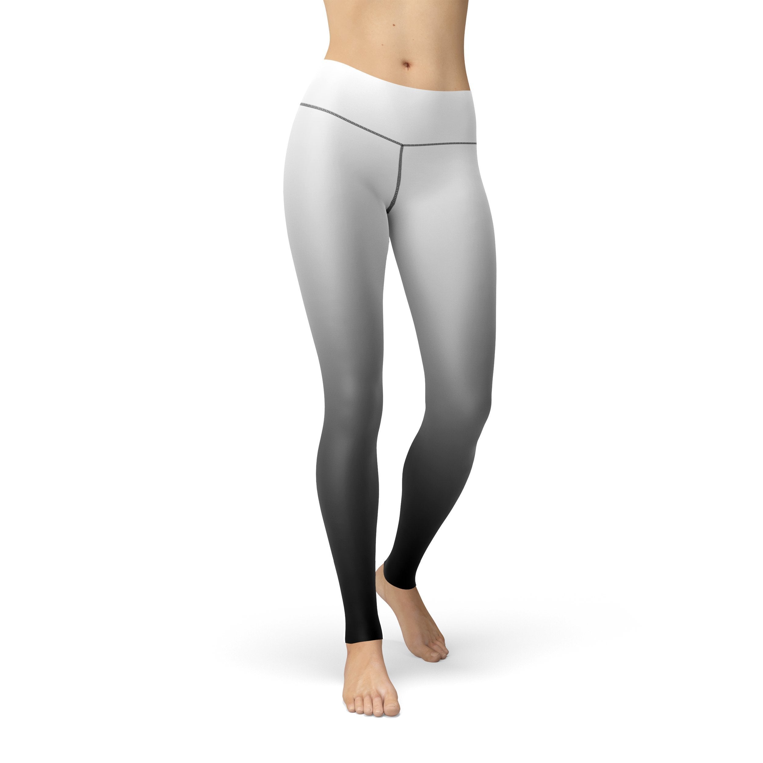 Zyia Active Leggings Womens 8 10 Black Grey White Ombré Pebbled